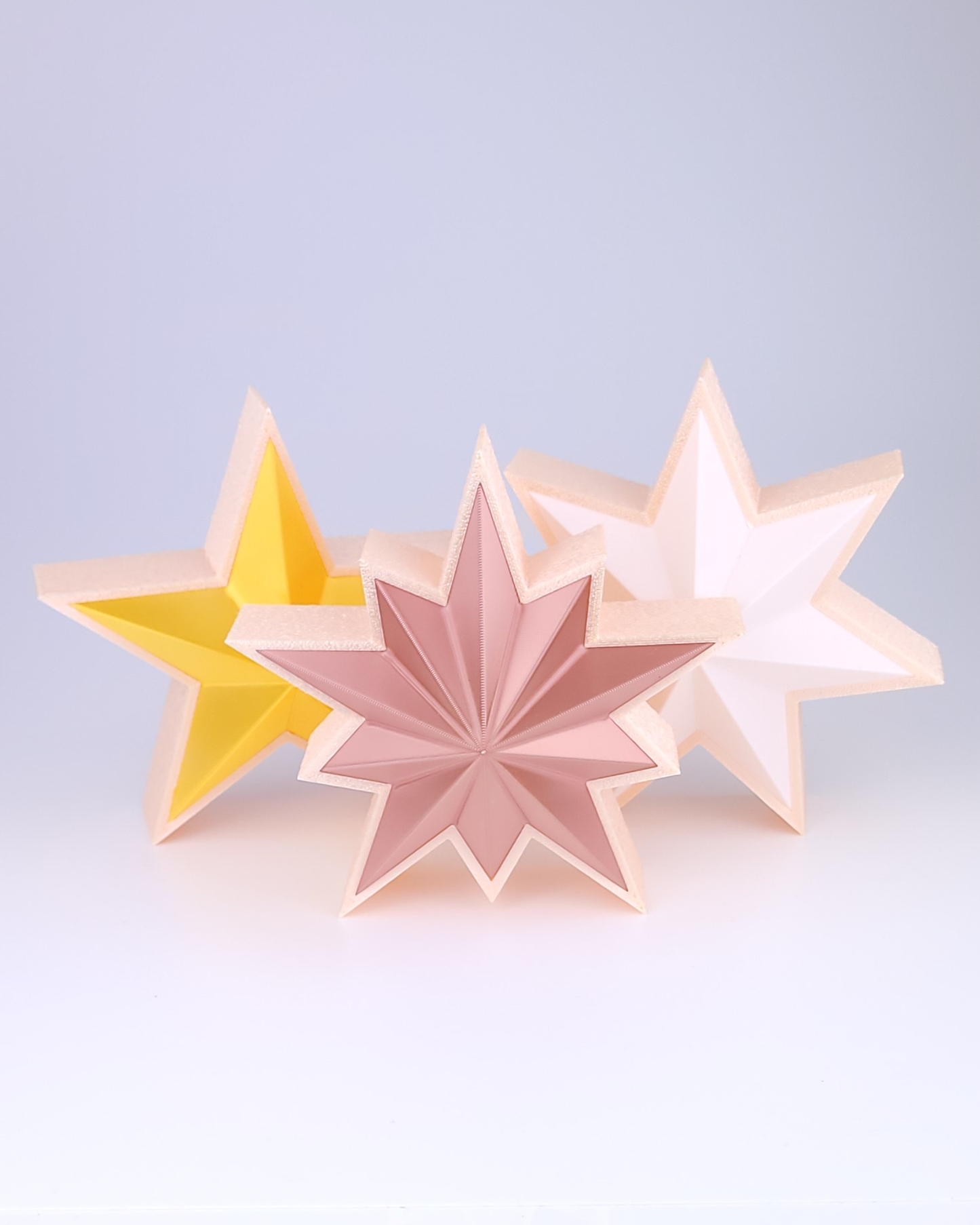 Beleuchteter Stern Seidig Champagner in 3 Formen (Farbkombinationen möglich)