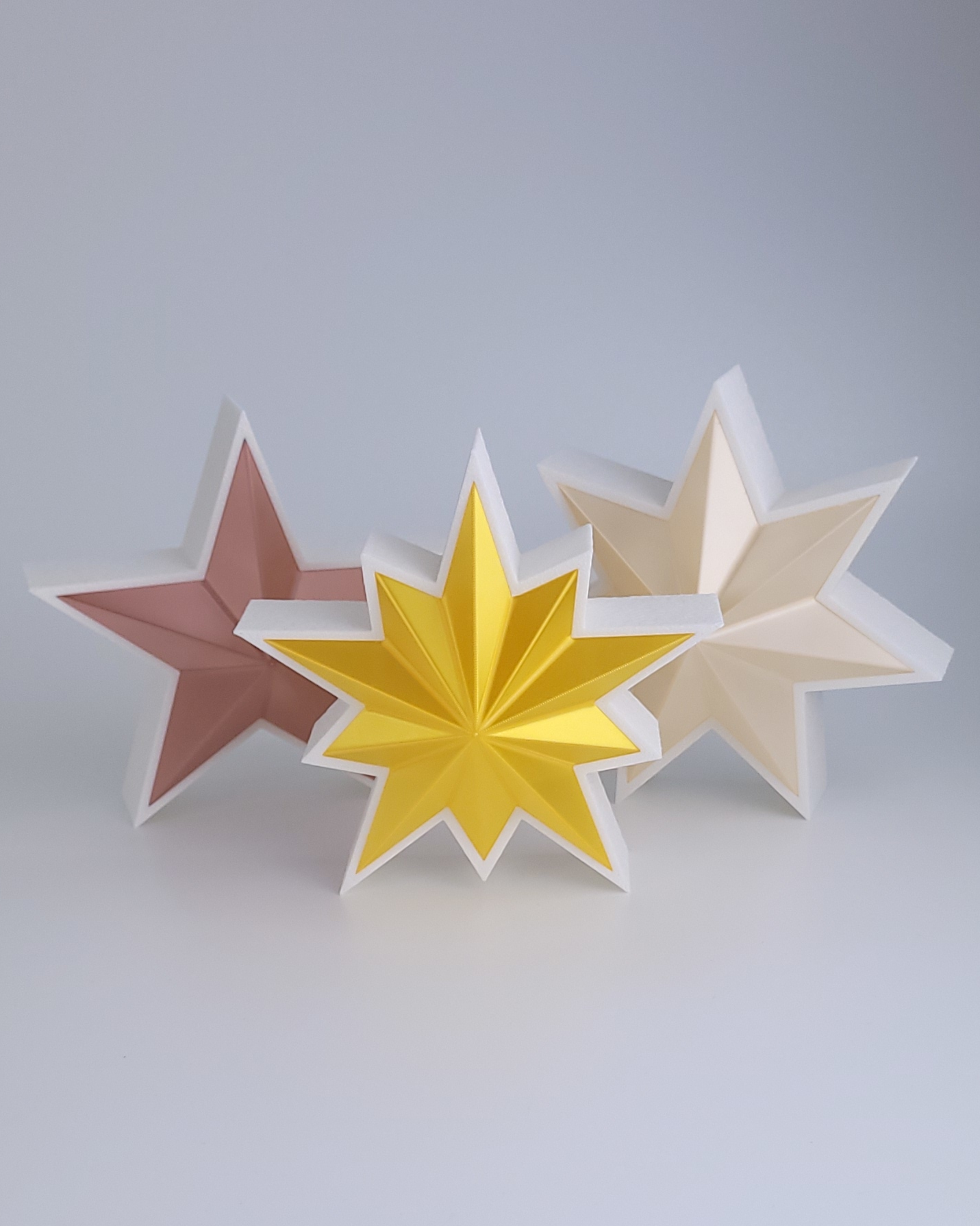 Beleuchteter Stern Weiß in 3 Formen (Farbkombinationen möglich)