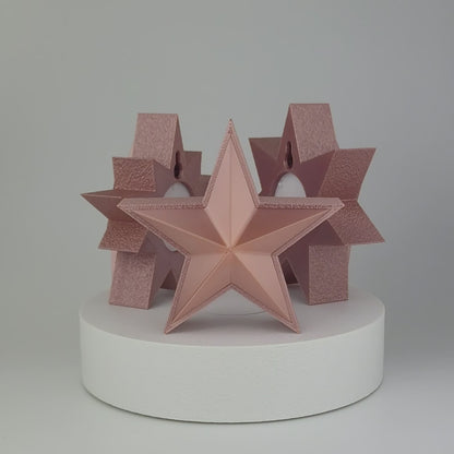 Beleuchtete Sterne Seidig Roségold 3er Set