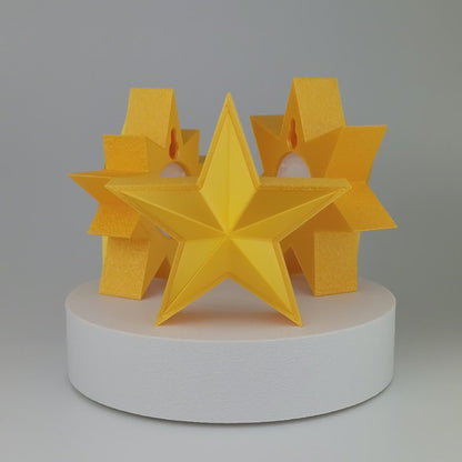 Beleuchteter Stern Seidig Gelbgold in 3 Formen (Farbkombinationen möglich)