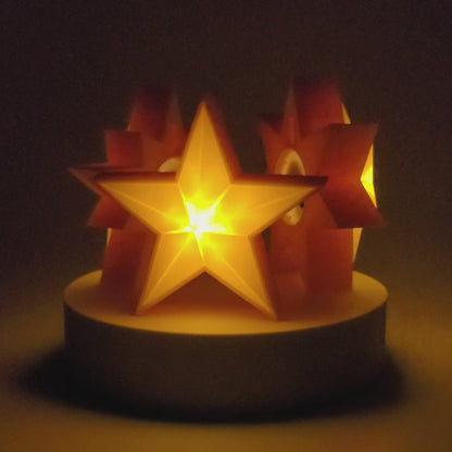 Beleuchteter Stern Seidig Gelbgold in 3 Formen (Farbkombinationen möglich)
