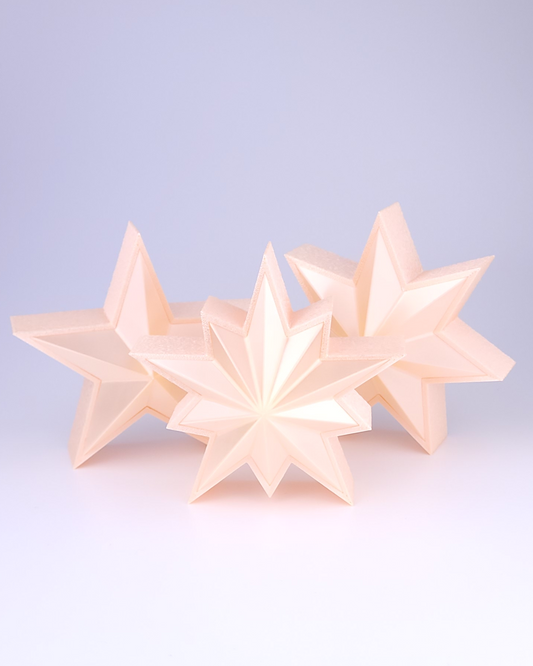 Beleuchteter Stern Seidig Champagner in 3 Formen (Farbkombinationen möglich)