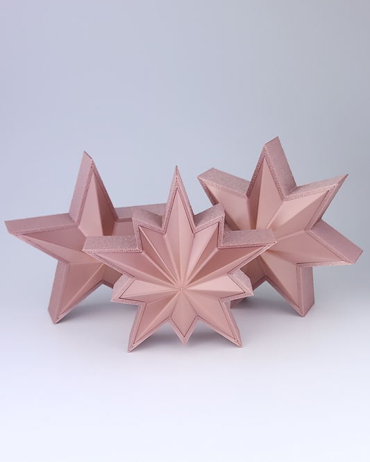 Beleuchteter Stern Seidig Roségold in 3 Formen (Farbkombinationen möglich)