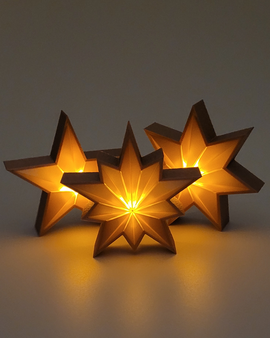 Beleuchteter Stern Seidig Roségold in 3 Formen (Farbkombinationen möglich)