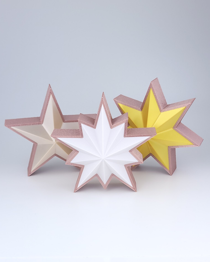 Beleuchteter Stern Seidig Roségold in 3 Formen (Farbkombinationen möglich)