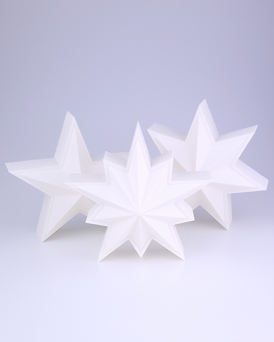 Beleuchteter Stern Weiß in 3 Formen (Farbkombinationen möglich)